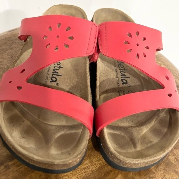 Birkenstock Betula Red Flower Cut-Out Slide On Sandals 37 6 - Picture 5 of 7